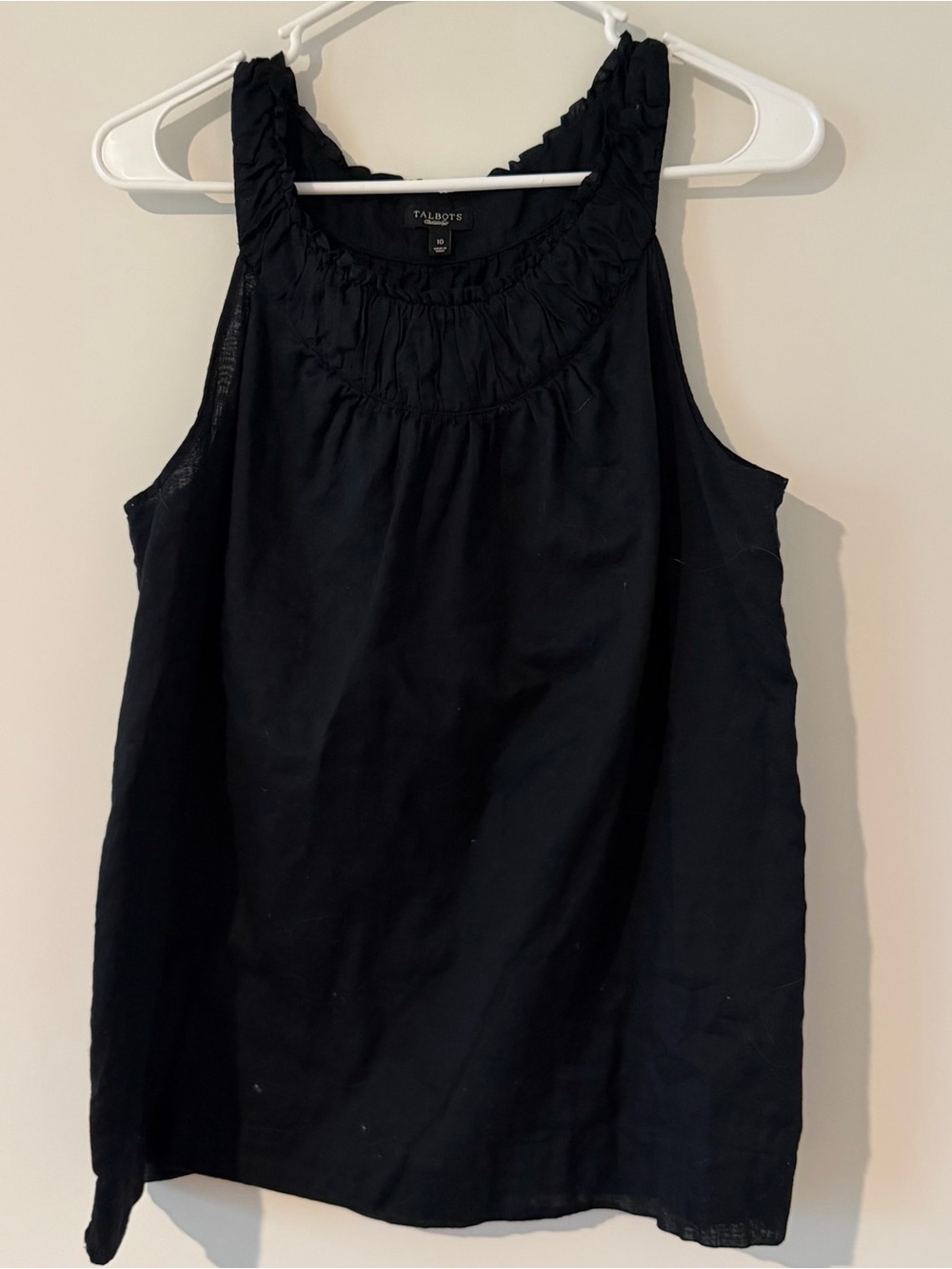 Talbots Black Sleeveless Ruffled Scoop Tank Top Women’s Size 10